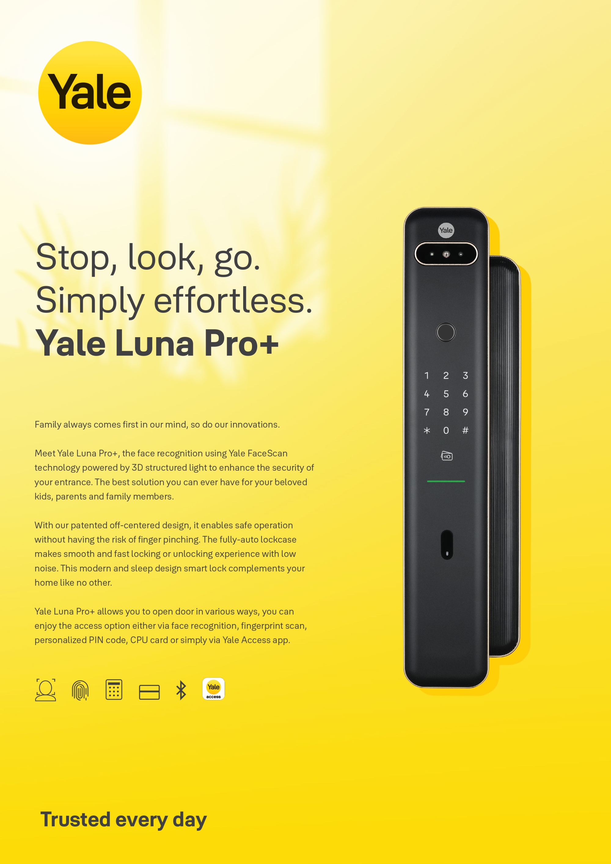 Khoá cửa khuôn mặt Yale Luna Pro+