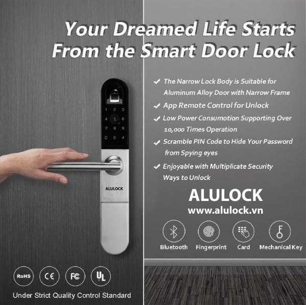 Cửa nhôm AluDoor lắp khóa vân tay cửa nhôm AluLock