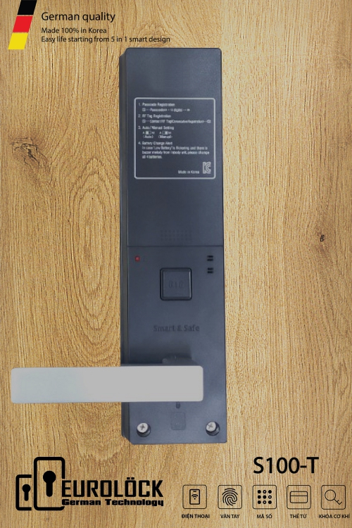 Khóa cửa vân tay EUROLOCK S100-T Khóa cửa vân tay EUROLOCK S100-T